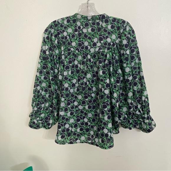 Maeve Anthropologie Loose Fit Top Blouse Apples Button Down Ballon Sleeve small - Picture 5 of 8